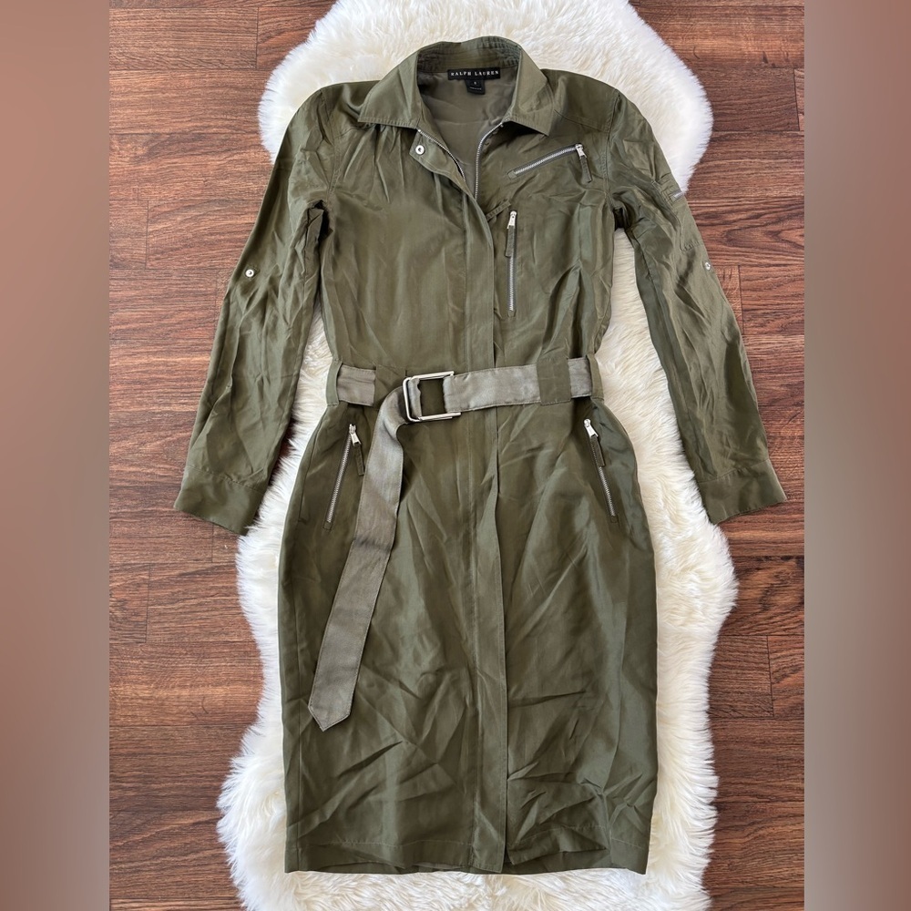 Olive Green Belted Dress